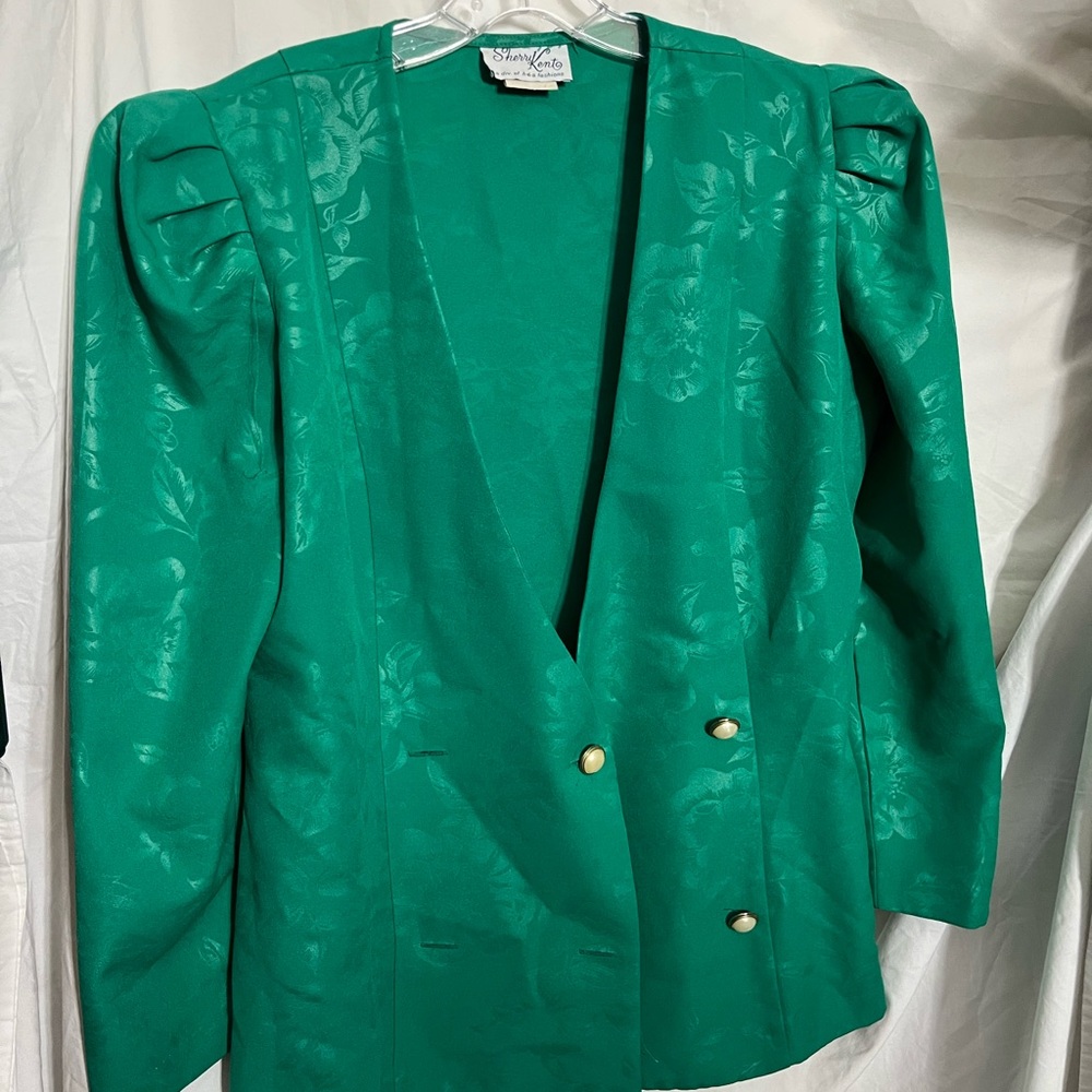 Sherri Kent Vintage Emerald Green Double-Breasted Blazer